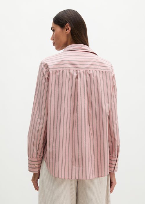Striped Blouse, Regular Fit — Medium Pink