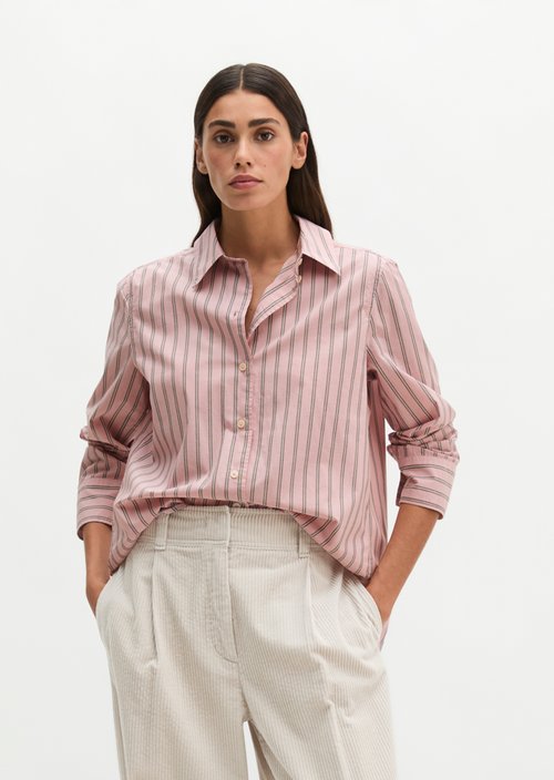 Striped Blouse, Regular Fit — Medium Pink