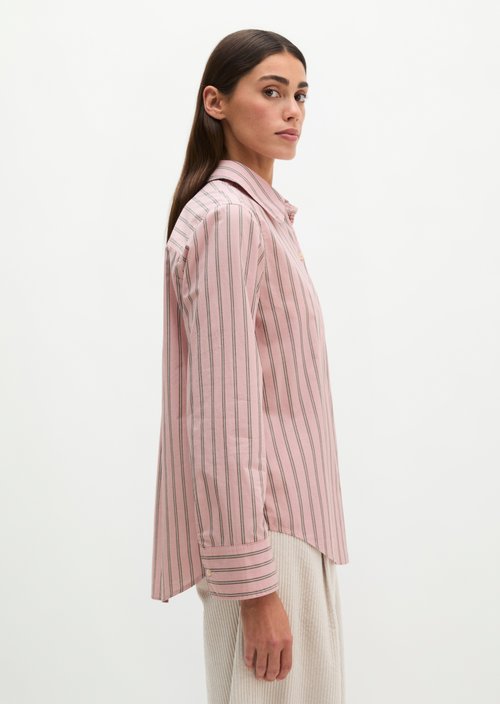 Striped Blouse, Regular Fit — Medium Pink