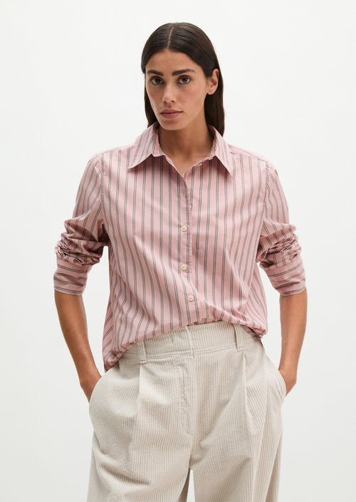 Striped Blouse, Regular Fit — Medium Pink