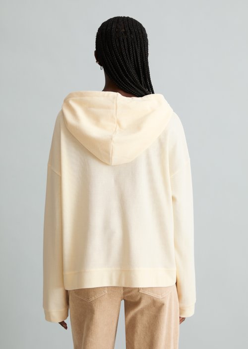 Relaxed-Fit Hooded Long-Sleeve Shirt — White Blush (alternate view)