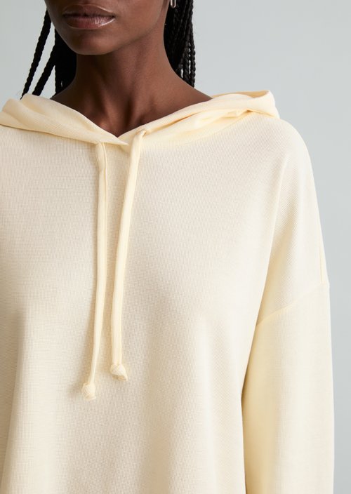 Relaxed-Fit Hooded Long-Sleeve Shirt — White Blush