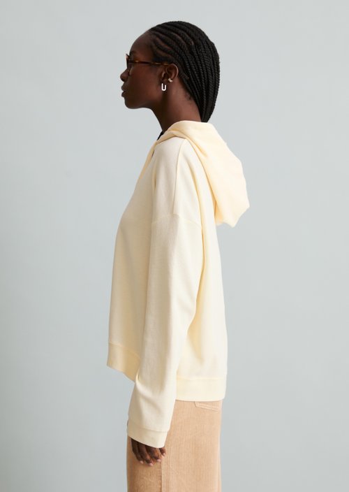 Relaxed-Fit Hooded Long-Sleeve Shirt — White Blush