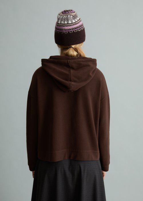 Relaxed-Fit Hooded Long-Sleeve Shirt — Espresso Brown (alternate view)