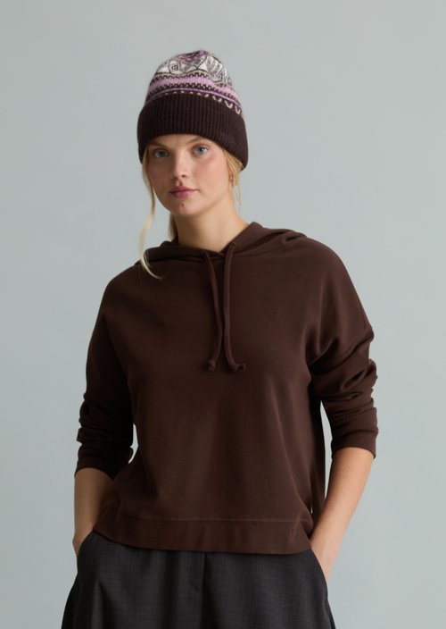 Relaxed-Fit Hooded Long-Sleeve Shirt — Espresso Brown