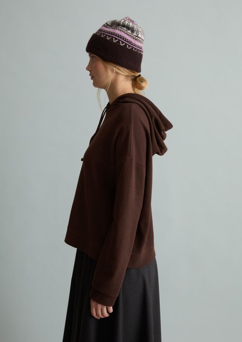 Relaxed-Fit Hooded Long-Sleeve Shirt — Espresso Brown