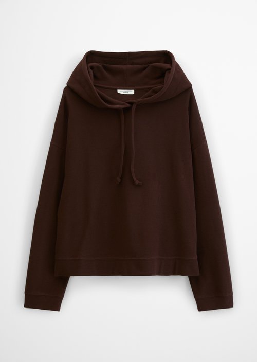 Relaxed-Fit Hooded Long-Sleeve Shirt — Espresso Brown