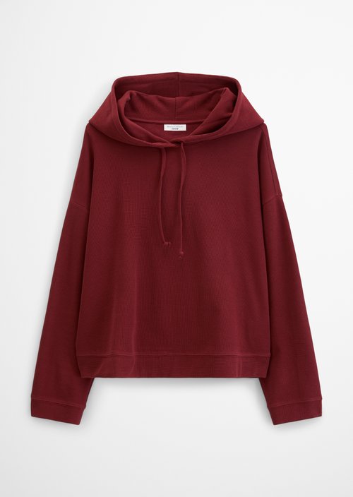 Relaxed-Fit Hooded Long-Sleeve Shirt — Deep Burgundy