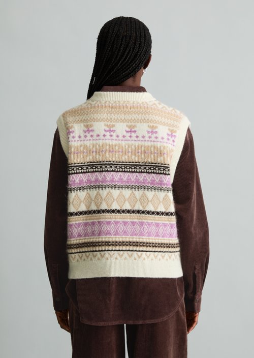 Cropped knit vest — White