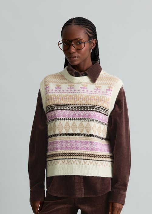 Cropped knit vest — White