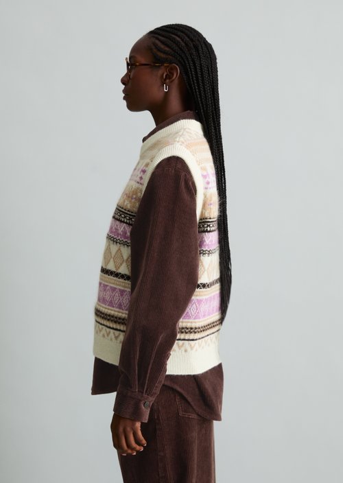 Cropped knit vest — White
