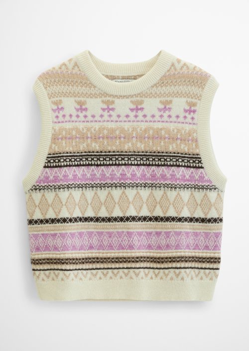 Cropped knit vest — White