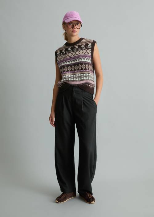 Strickpullunder cropped Medium Brown in Frontalansicht