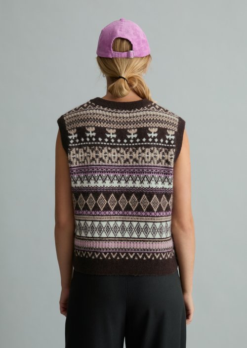 Cropped knit vest — Medium Brown