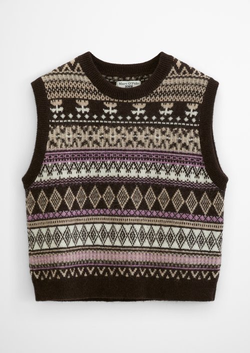 Cropped knit vest — Medium Brown