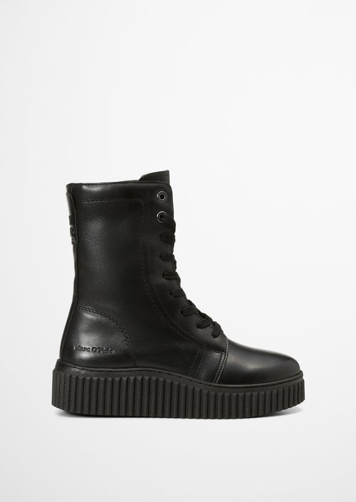 Bianca Lace-Up Boots — Black