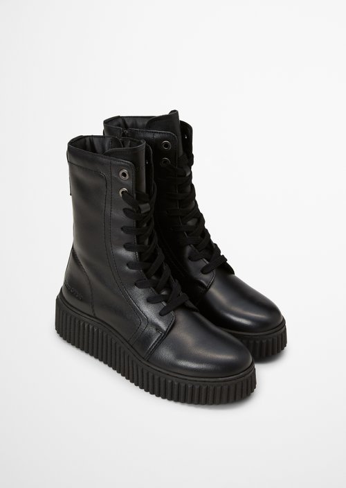 Bianca Lace-Up Boots — Black