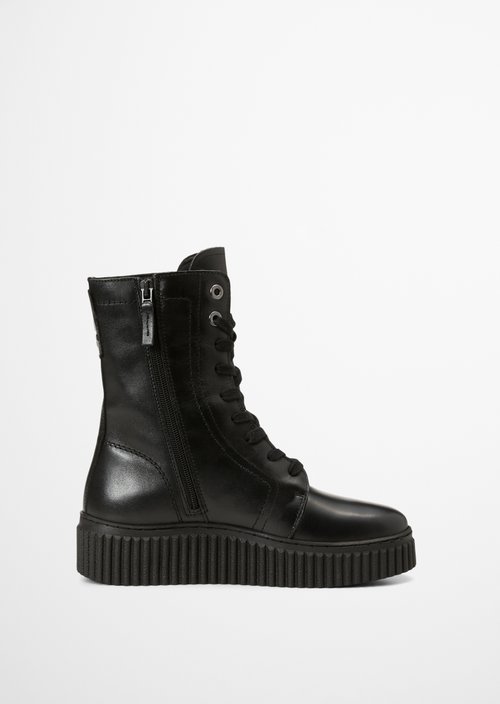 Bianca Lace-Up Boots — Black
