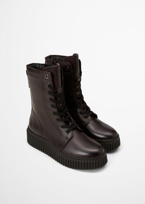 Bianca Lace-Up Boots — Black Cherry