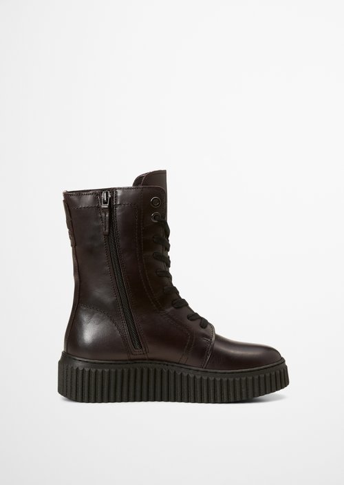 Bianca Lace-Up Boots — Black Cherry