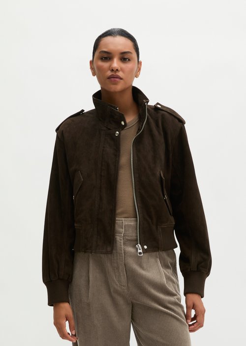 Regular-Fit Leather Jacket — Burnt Coffee
