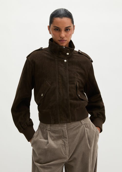 Regular-Fit Leather Jacket — Burnt Coffee