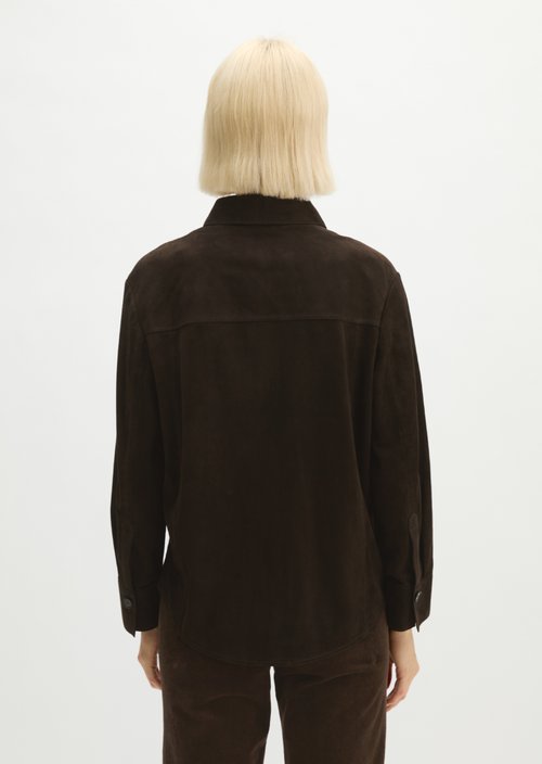Regular-Fit Leather Shirt — Burnt Coffee