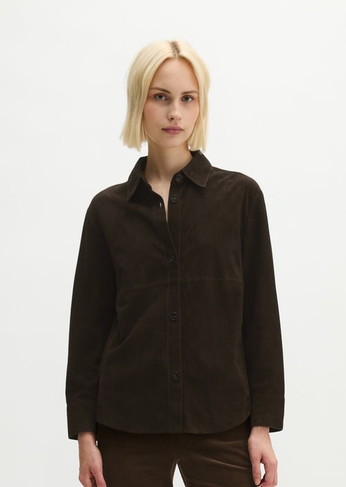 Regular-Fit Leather Shirt — Burnt Coffee