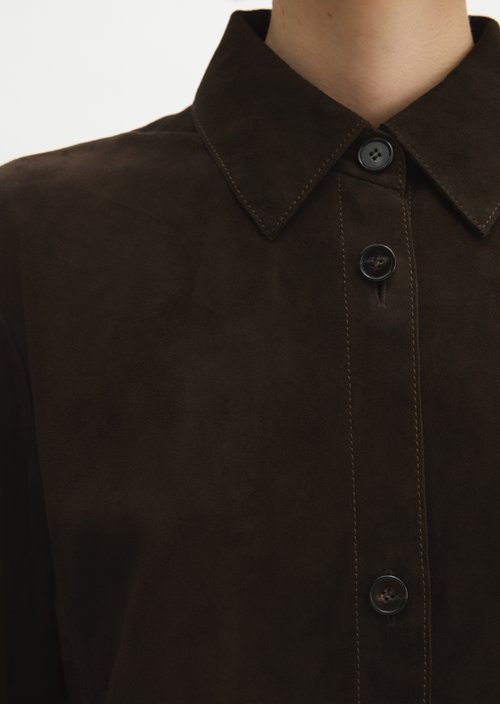 Regular-Fit Leather Shirt — Burnt Coffee