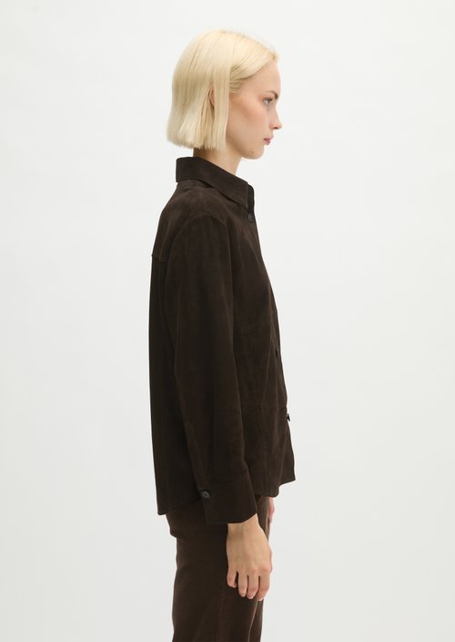 Regular-Fit Leather Shirt — Burnt Coffee