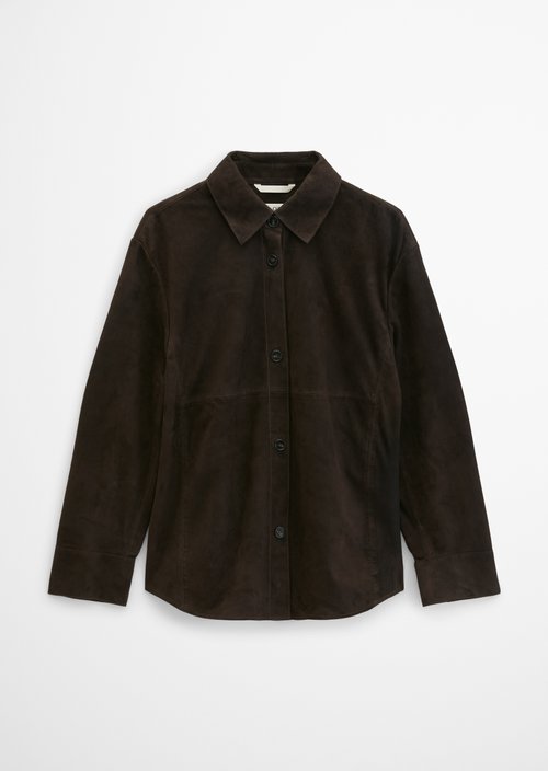 Regular-Fit Leather Shirt — Burnt Coffee