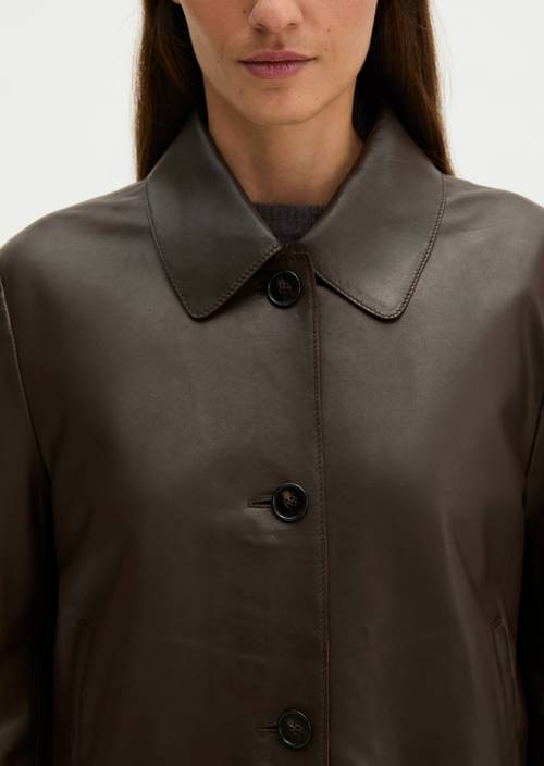 Lederjacke fitted Burnt Coffee in Detailansicht