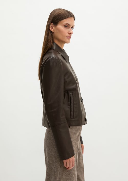Fitted leather jacket — Burnt Coffee