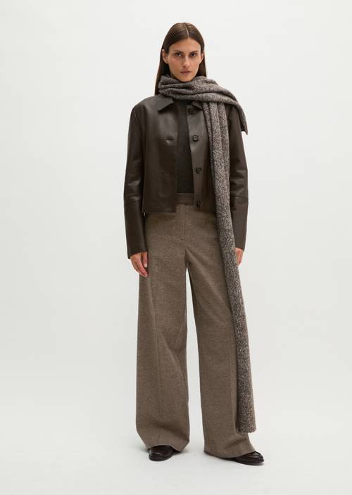 Lederjacke fitted Burnt Coffee in Frontalansicht