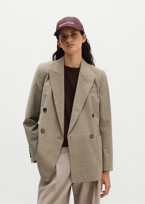 Regular-Fit Double-Breasted Blazer — Stone Taupe Melange
