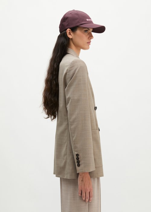 Regular-Fit Double-Breasted Blazer — Stone Taupe Melange