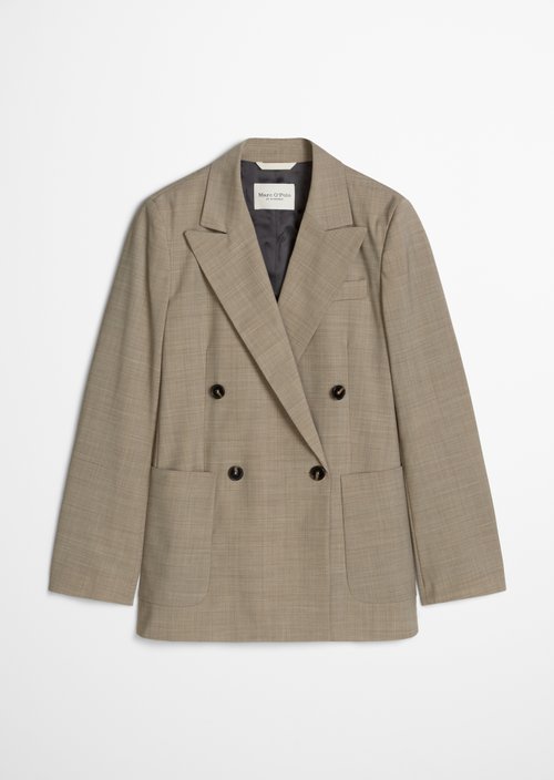 Regular-Fit Double-Breasted Blazer — Stone Taupe Melange