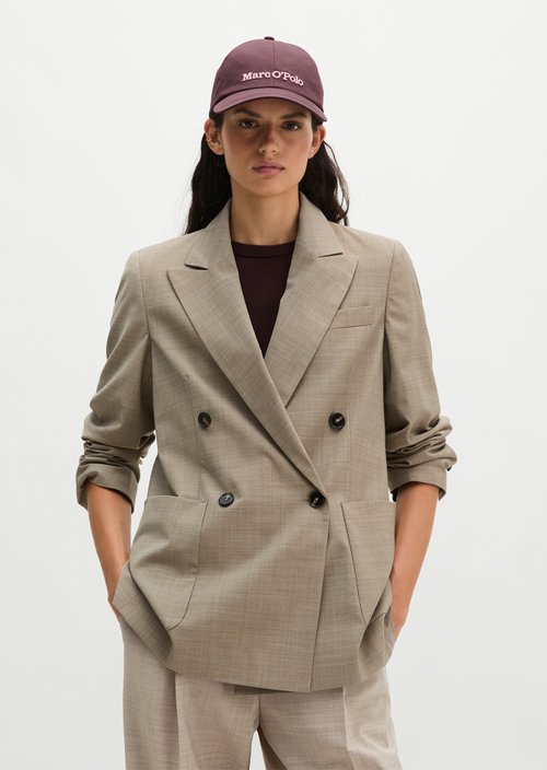 Regular-Fit Double-Breasted Blazer — Stone Taupe Melange