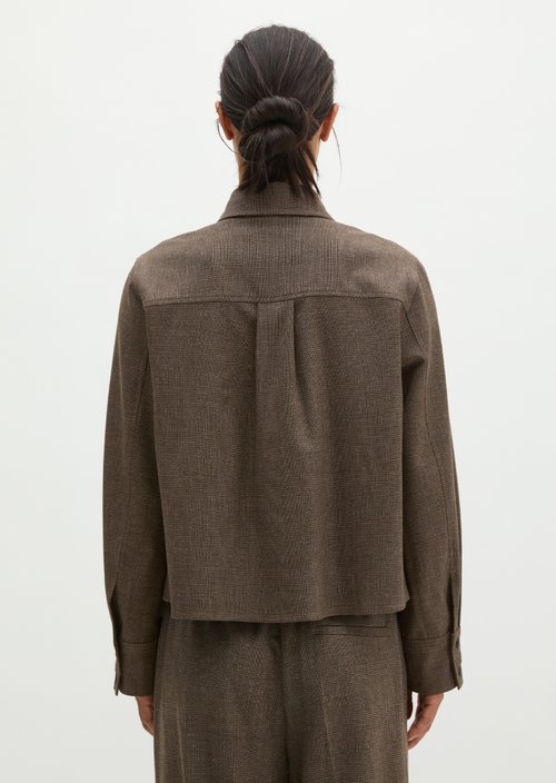 Glen Check Overshirt, Regular Fit — Dark Brown