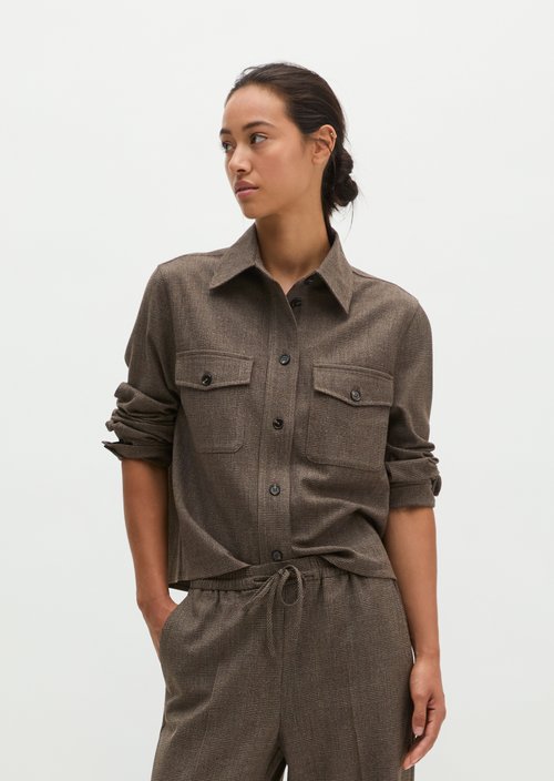 Glen Check Overshirt, Regular Fit — Dark Brown