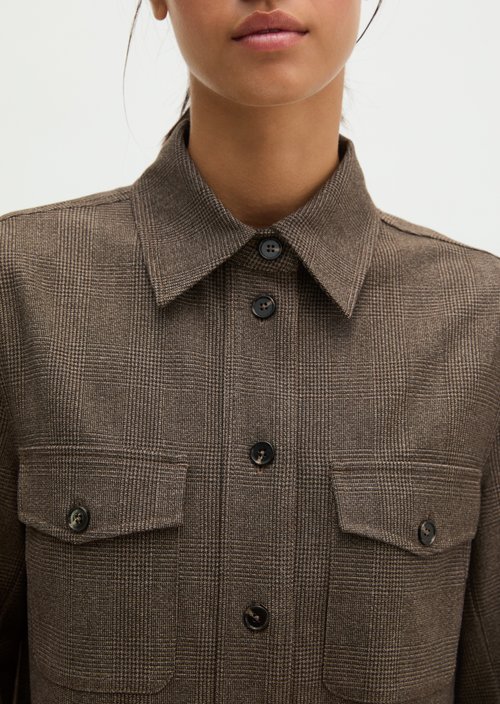 Glen Check Overshirt, Regular Fit — Dark Brown
