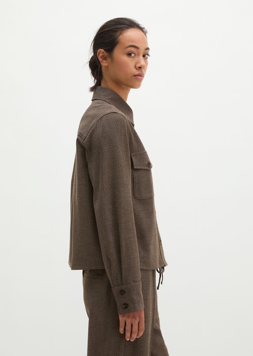 Glen Check Overshirt, Regular Fit — Dark Brown