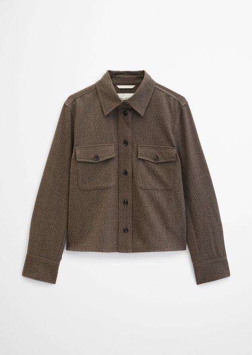 Glen Check Overshirt, Regular Fit — Dark Brown