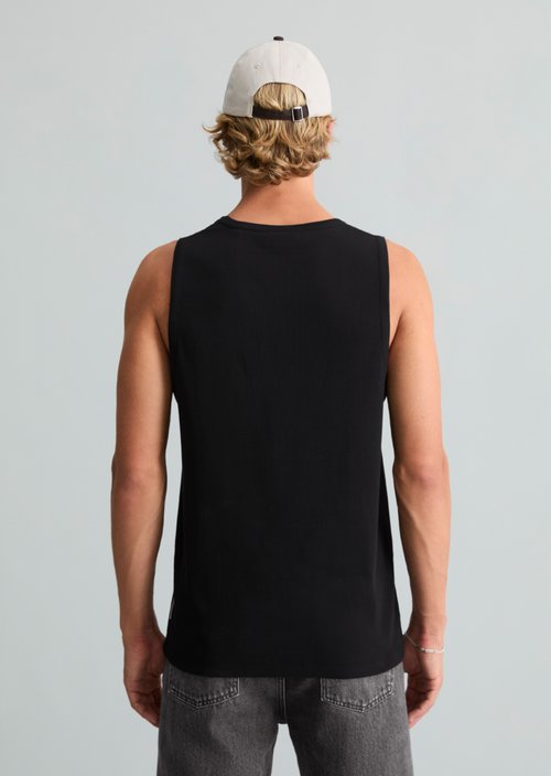 Slim-Fit Ribbed Tank Top — Black
