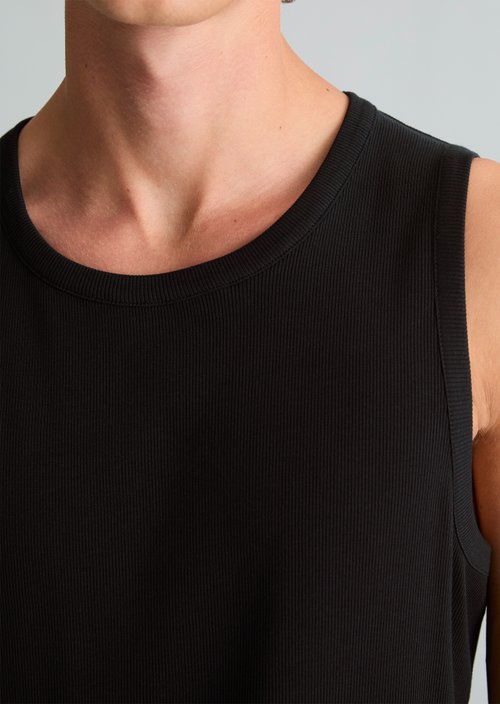 Slim-Fit Ribbed Tank Top — Black