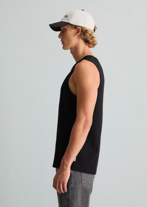 Slim-Fit Ribbed Tank Top — Black