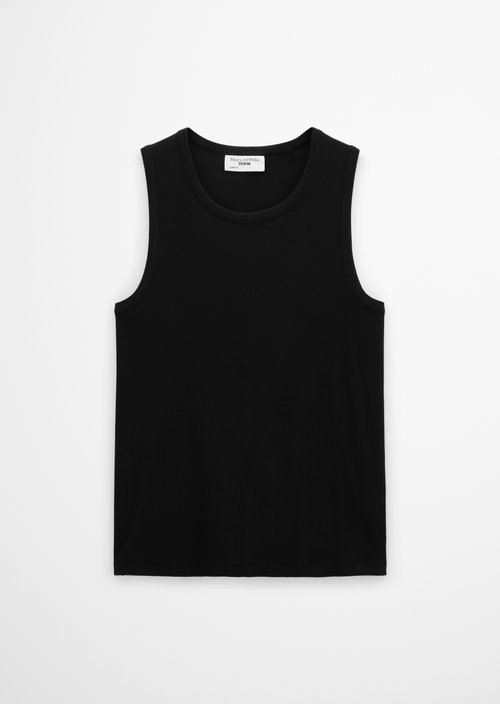 Slim-Fit Ribbed Tank Top — Black