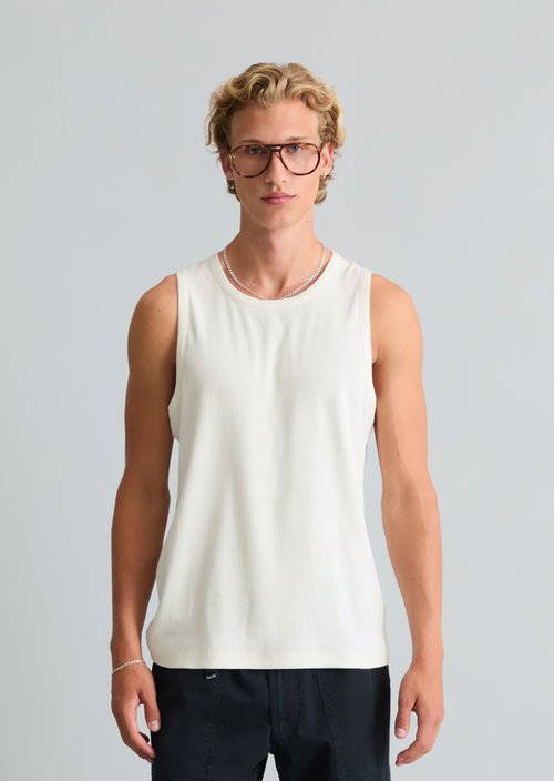 Slim-Fit Ribbed Tank Top — Silky White