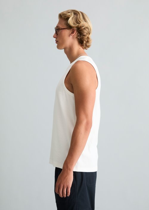 Slim-Fit Ribbed Tank Top — Silky White