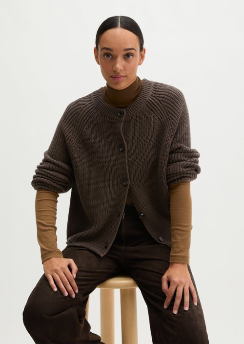 Loose-fitting cardigan — Burnt Coffee